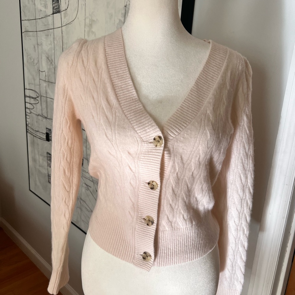 J. Crew Light Pink Cable Knit Cardigan